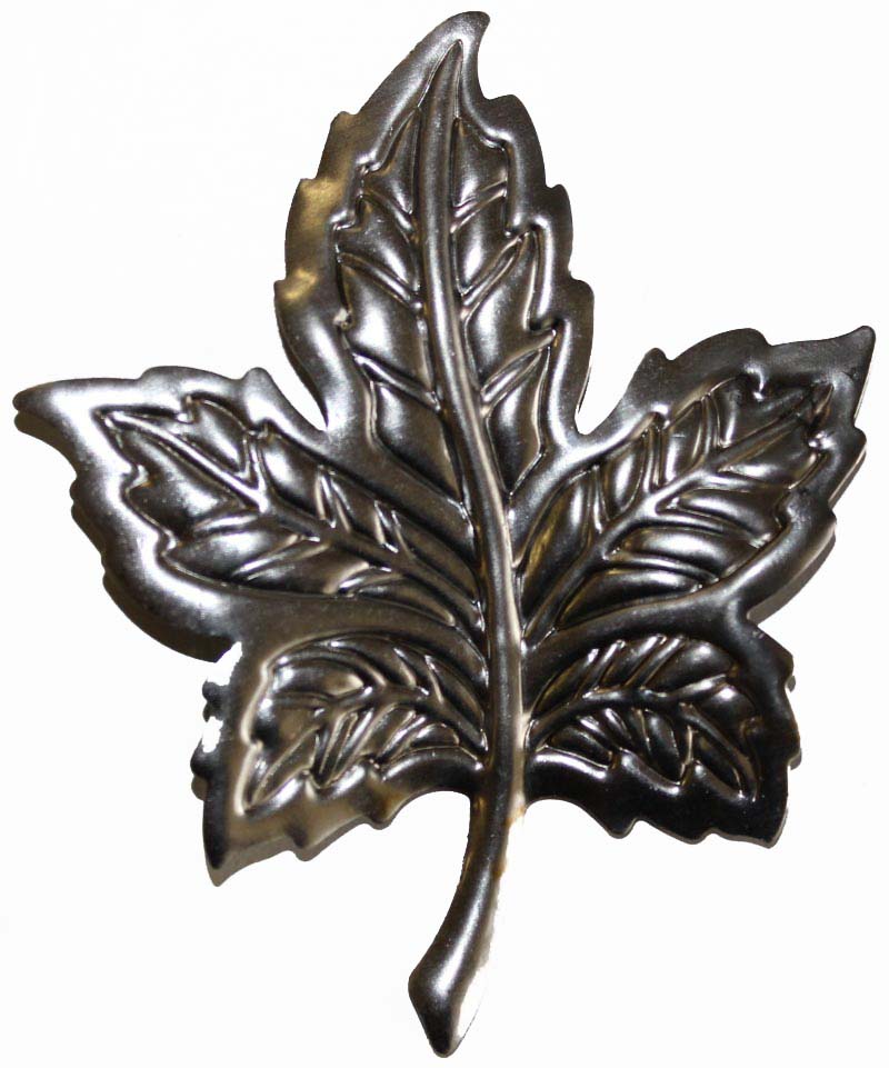 Metal Stamping Pressed Stamped Steel Leaf Maple Embossed .020" Thickness L75  approx. size 2 1/2"w x 3 1/16"h.