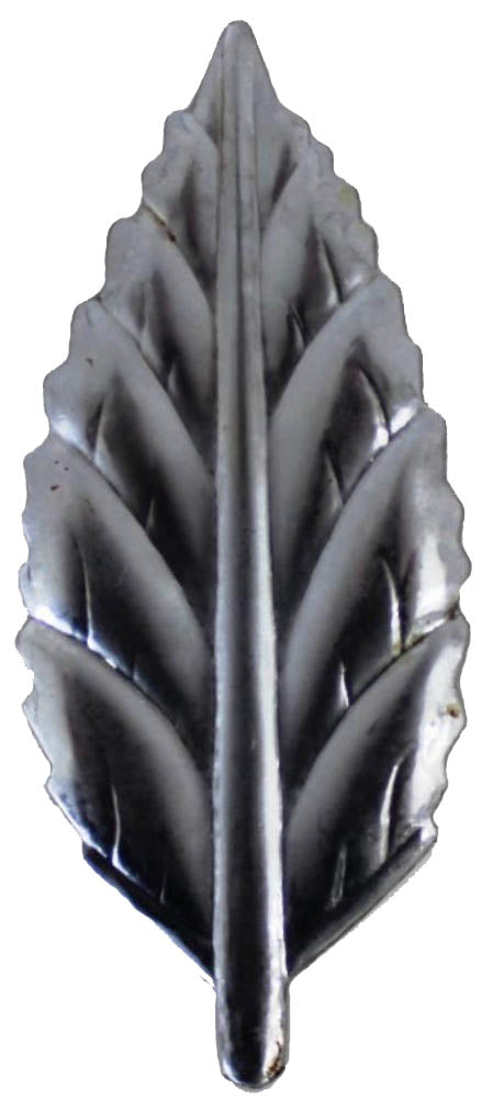 Metal Stamping Pressed Stamped Steel Leaf .020" Thickness L96 approx. size 1 3/16"w x 2 13/16"h.