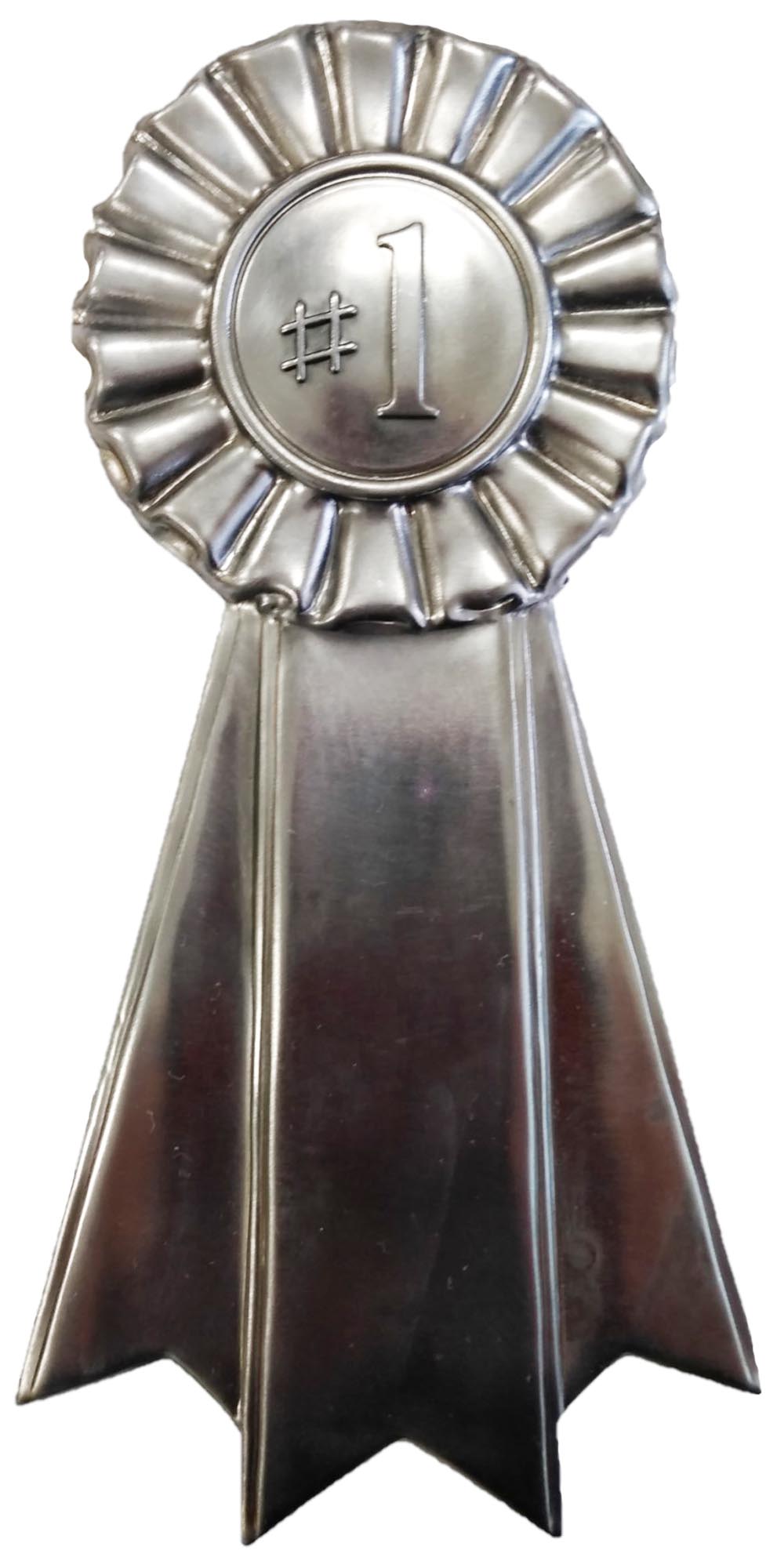 Metal Stamping Pressed Stamped Steel Blue Ribbon 1st Prize .020" Thickness M118 approx. size 2 7/8"w x 5 3/4"h.