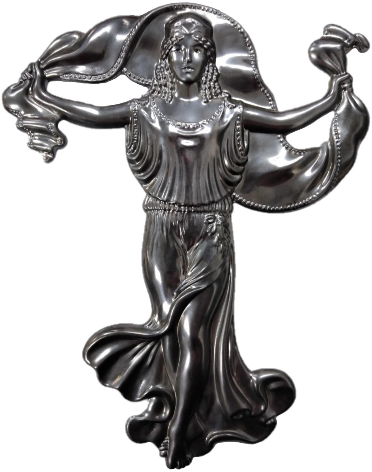 Metal Stamping Pressed Stamped Steel Goddess Fortuna Fortune Luck .020" Thickness M125  approx. size 6 1/8"w x 8 1/8"h.