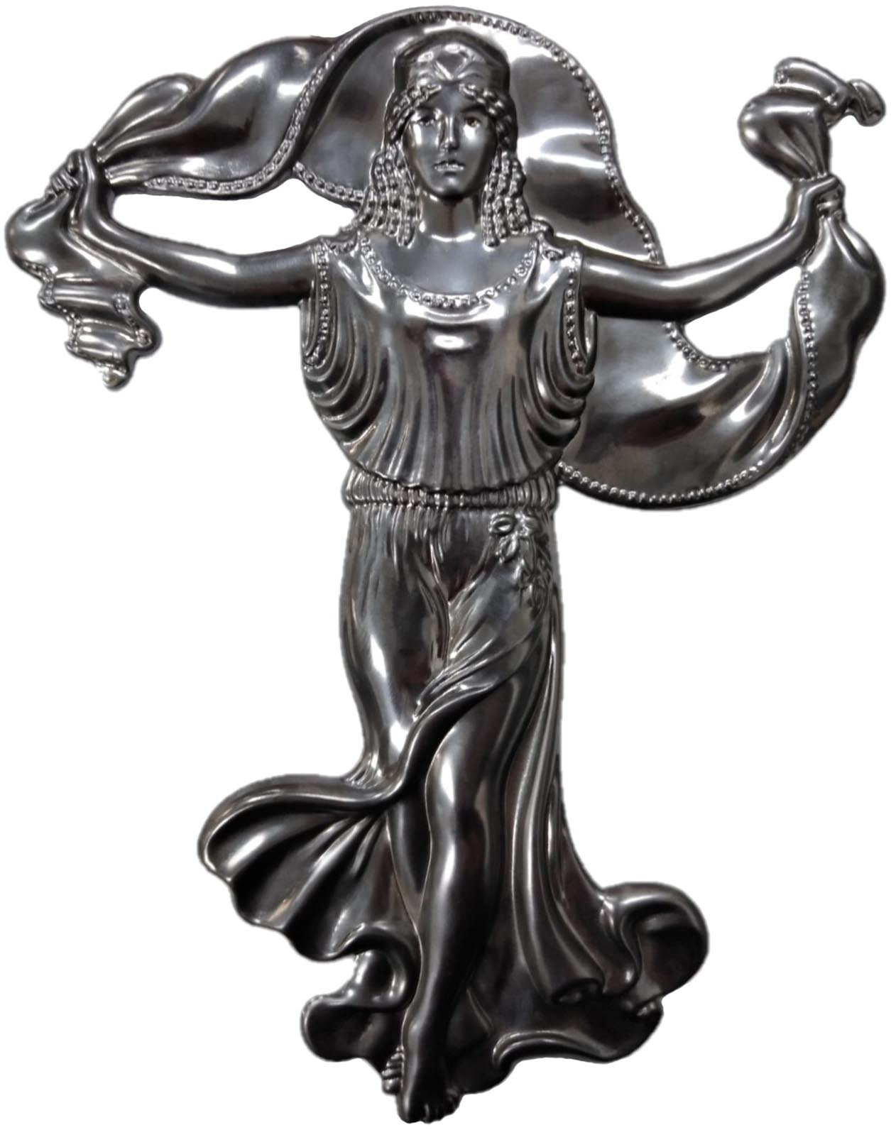 Metal Stamping Pressed Stamped Steel Goddess Fortuna Fortune Luck .020" Thickness M125  approx. size 6 1/8"w x 8 1/8"h.