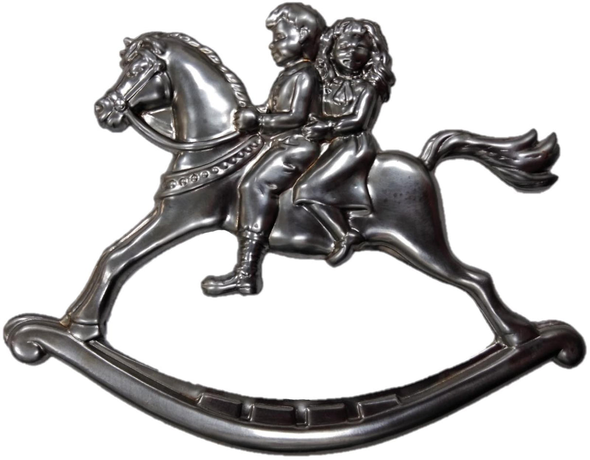 Metal Stamping Pressed Stamped Steel Children on Rocking Horse .020" Thickness M141 approx. size 5"w x 3 7/8"h
