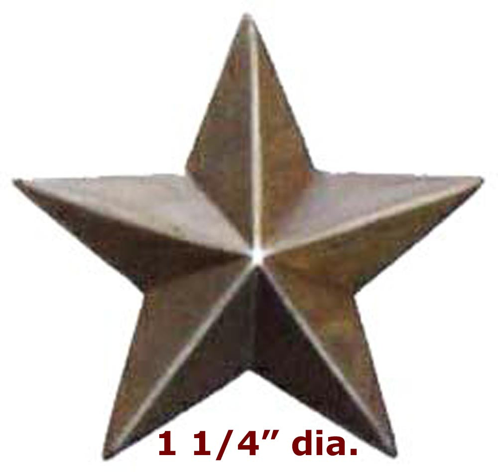 Metal Stamping Pressed Stamped Steel Star 1 1/4" dia. .020" Thickness M15 approx. size 1 1/4"w x 1 3/16"h.