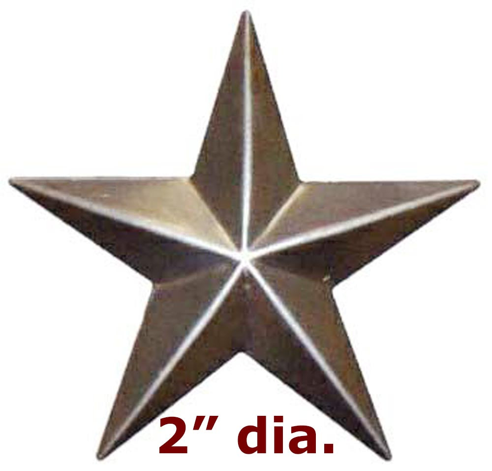 Metal Stamping Pressed Stamped Steel Star 2" dia. .020" Thickness M16  approx. size 2"w x 1 3/4"h.