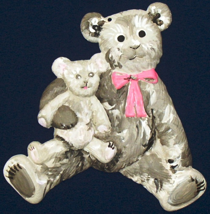 Hand Painted M19 Bear Holding Bear. Metal Stamping Pressed Stamped Steel Stuffed Toy Bears .020" Thickness M19 approx. size 4 7/16"w x 4 7/8"h