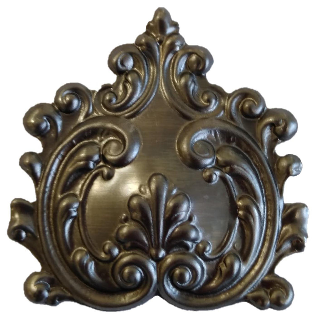 Metal Stamping Pressed Stamped Steel Ornate Rococo Escutcheon .020" Thickness M24  approx. size 1 11/16"w x 1 3/4"h
