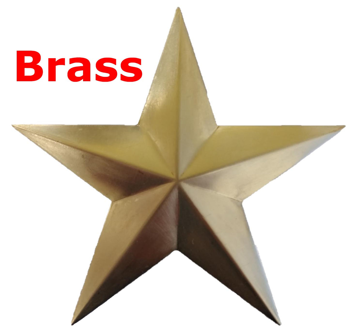 Solid Brass Stamping Pressed Stamped Star 4 1/2" dia. .020" Thickness M2 approx. size 4 1/2"w x 4 1/4"h.
