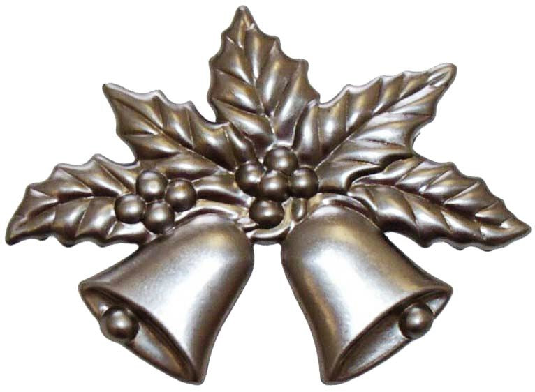 Metal Stamping Pressed Stamped Steel Christmas Holiday Bells with Holly .020" Thickness M31