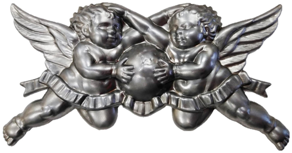 Metal Stamping Pressed Stamped Steel Angel Double Cherubs Wings Globe .020" Thickness M32 approx. size 4 5/8"w x 2 3/8"h