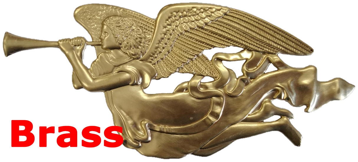Solid Brass Stamping Pressed Stamped Flying Angel Wings Horn .020" Thickness M35 approx. size 7 3/8"w x 3 1/4"h.