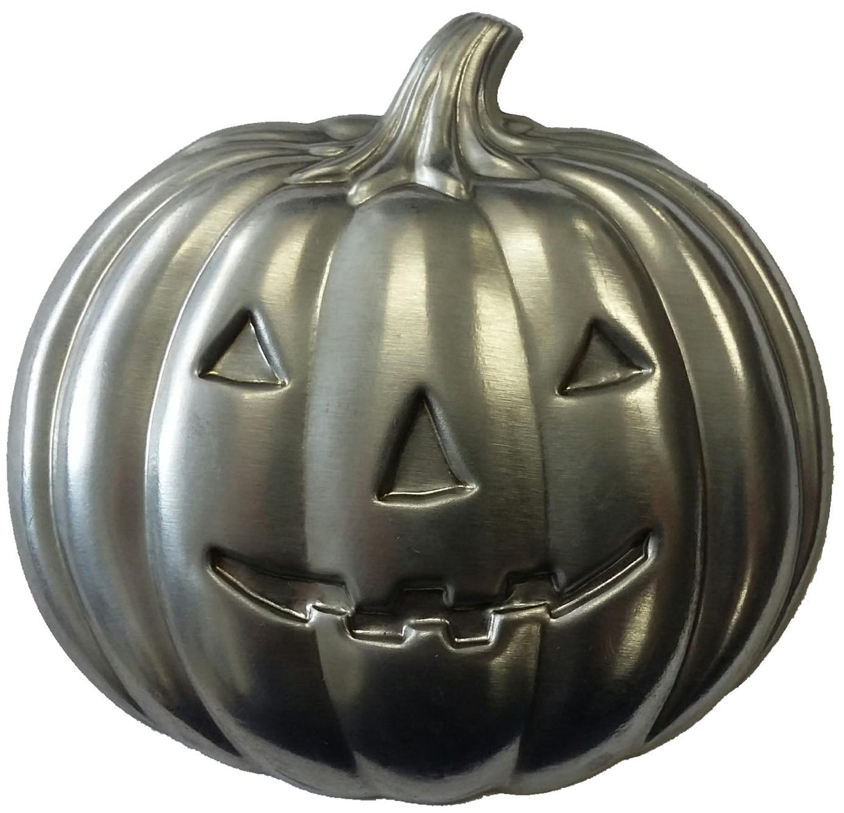 Metal Stamping Pressed Stamped Steel Pumpkin Jack O Lantern Face .020" Thickness M58 approx. size 3 1/4"w x 3 1/8"h.