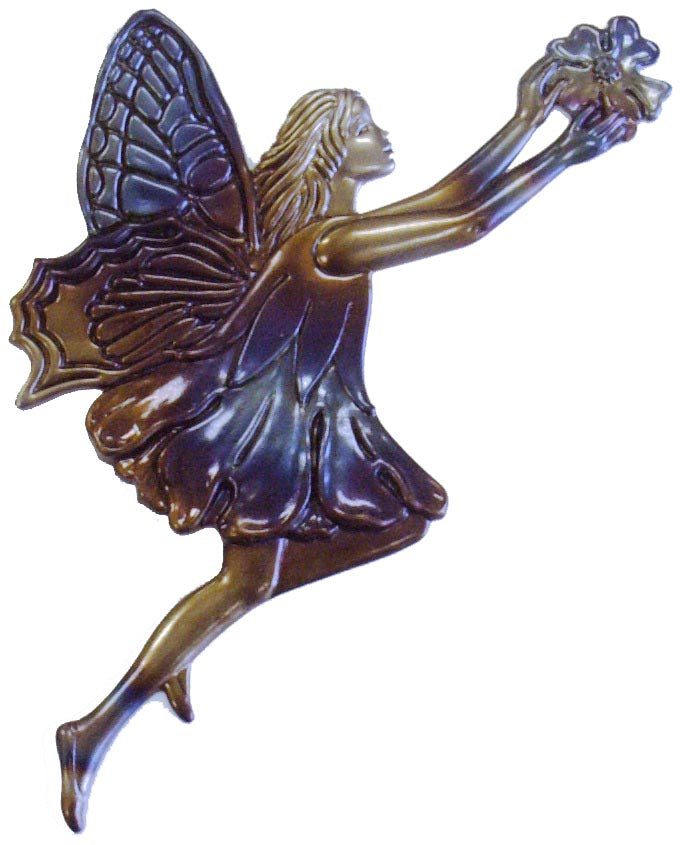 Torched Metal Stamping Pressed Stamped Steel Garden Sprite Fairy .020" Thickness M64  approx. size 3 1/2"w x 6 3/4"h.