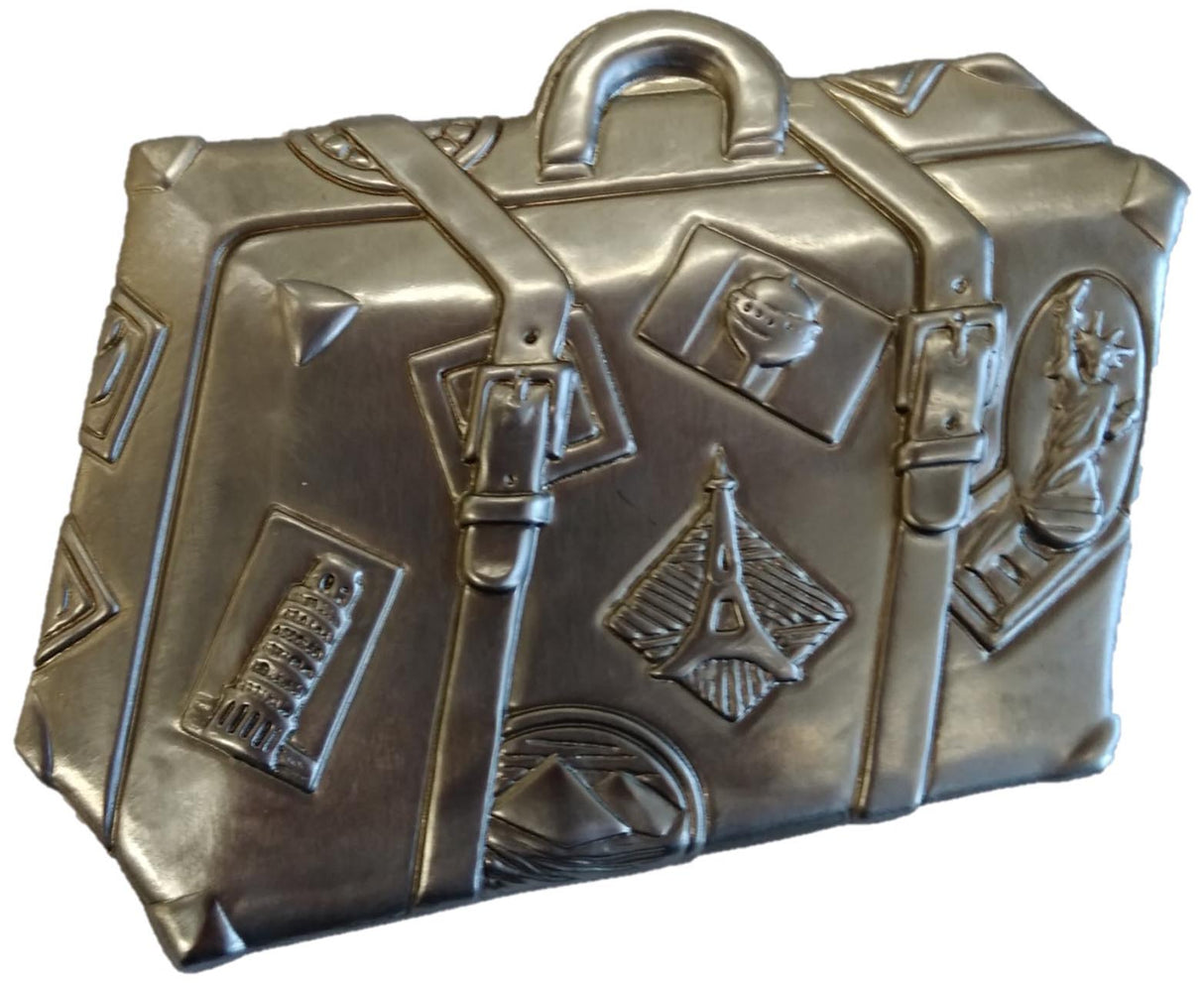 Metal Stamping Pressed Stamped Steel Suitcase Travel Vacation Business .020" Thickness M93 approx. size 4 1/8"w x 3 1/4"h.