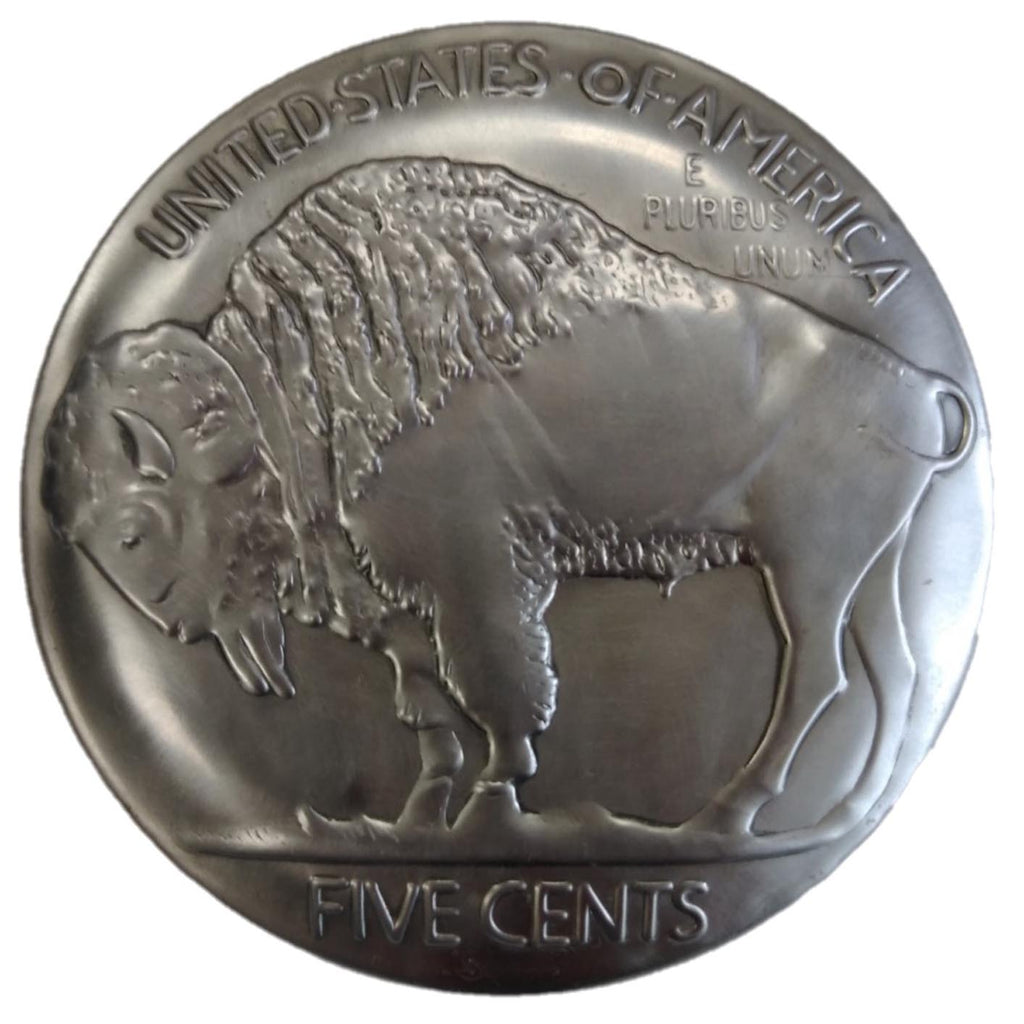 Metal Stamping Pressed Stamped Steel Coin Buffalo 5 Cents Convex Shaped .020" Thickness M97  approx. size 3" diameter