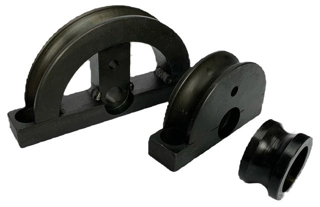 3/4" O.D. tubing can be bent on the Metalcraft Scroll Bender MK3/4 Tool. 3 components making up the tube bending components for the Metalcraft Scroll Bender MK3/4 Former