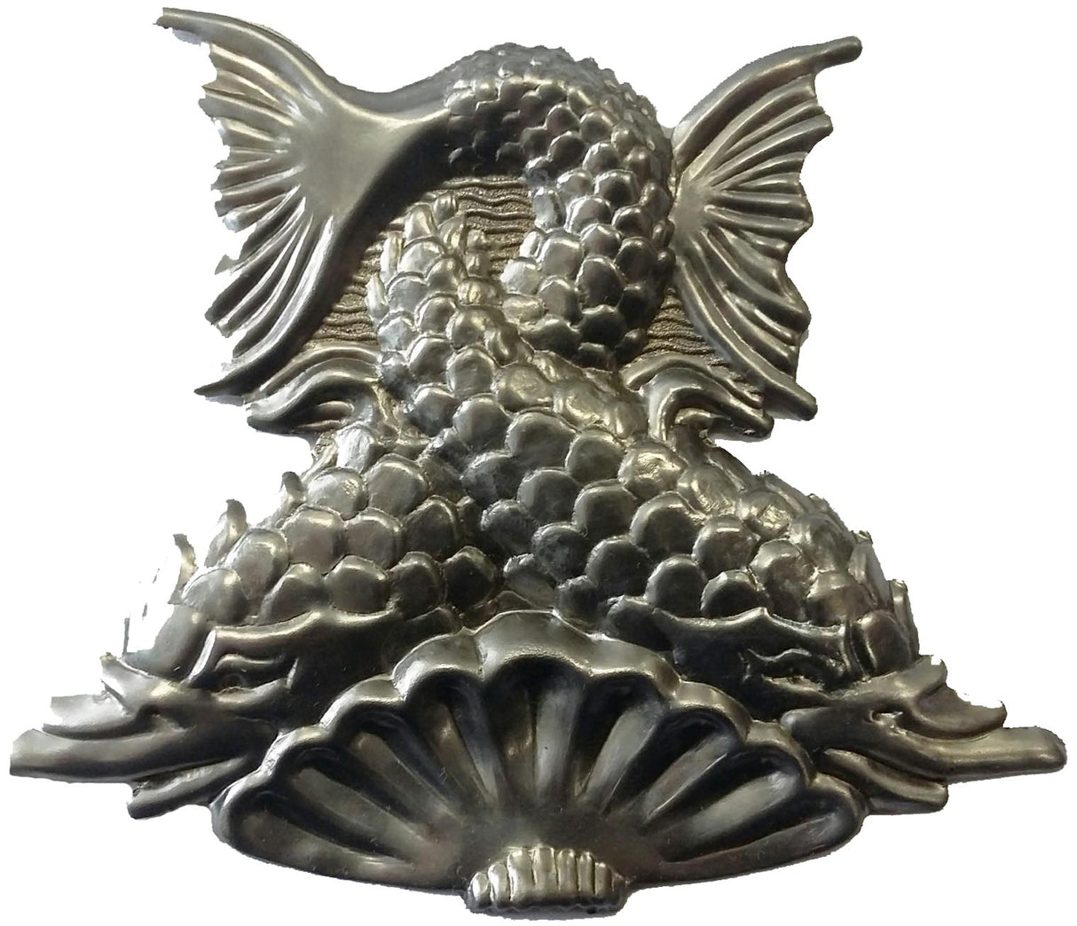 Metal Stamping Pressed Stamped Steel Twin Fish .020" Thickness S26 approx. size 3 1/2"w x 2 7/8"h.