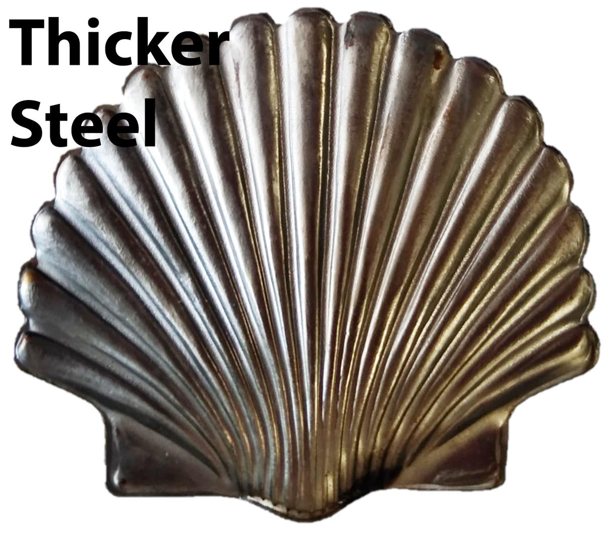 Metal Stamping Pressed Stamped Steel Seashell .032" Thickness SE45 approx. size 1 13/16"w x 1 5/8"h.