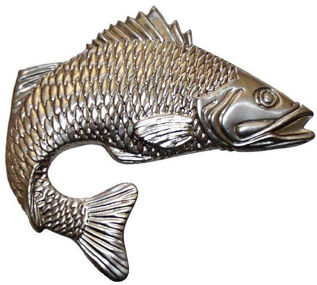 Metal Stamping Pressed Stamped Steel Jumping Fish .020" Thickness SE6 approx. size 4"w x 3 3/4"h.