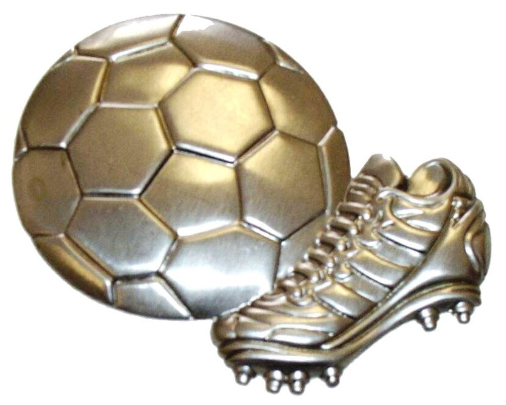 Metal Stamping Pressed Stamped Steel Soccer Ball Spiked Shoe .020" Thickness SP16 approx. size 3 1/4"w x 3 1/4"h.