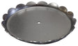 Metal Stamping Pressed Stamped Steel Candle Tray Plate Holder Scalloped Edge .032" T9 approx. size 2 7/16" inside flat base with total diameter across the top being 2 13/16 flat base, then sides go up and outward approx. 1/8" before the scalloped edge starts.   From base to top of scalloped edge is 1/4" height