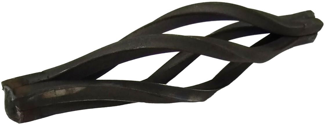 Pre-Made Slender Basket Onion Cage Twisted Metal. Approx. 6 3/4" long x 1 1/2" wide x 1 1/2" high. 4 pieces of 1/4" solid square bars welded together, then twisted one direction, then twisted in opposite direction to form slender basket. Pic2