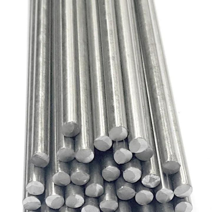 closeup of Bright Annealed Solid Round Rod Mild Steel 3/16" Diameter x 36" long (3ft) x 100 pieces per tube MCNS046