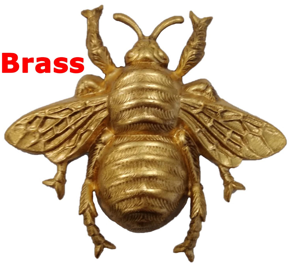 Solid Brass Stamping Pressed Stamped Bee Insect .020" Thickness i85  approx. size 1 5/8"w x 1 1/2"h.