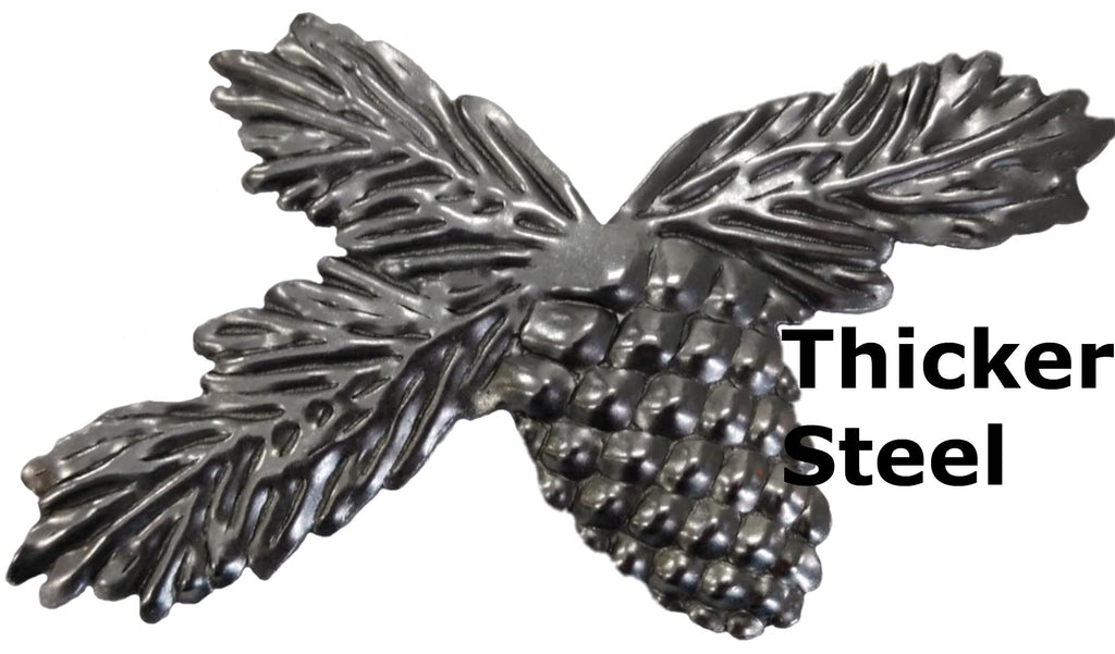 Metal Stamping Pressed Stamped Steel Pine Cone Leaf .032" Thickness M47  approx. size 4 5/8"w x 3 1/8"h