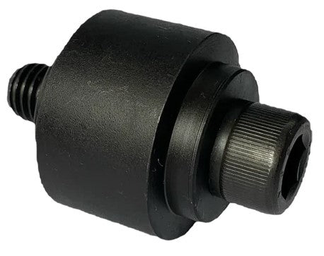 Closeup of Option 3 roller and cut out edge allowing for either 1/8" or 3/16" thickness flat mild steel strip to be rolled on edge