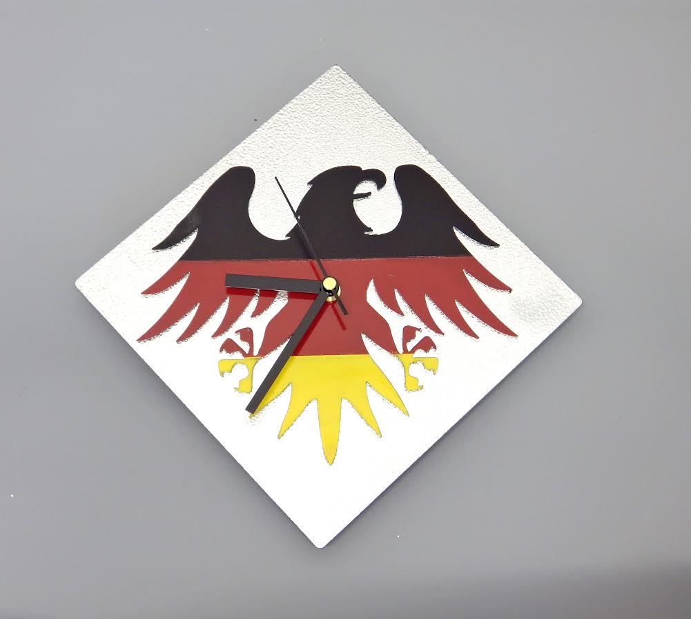 Eagle Bird Painted and Used as part of a Clock. Metal Steel Silhouette Classic German Eagle Bird .072" Thickness MC1471 (slightly thicker than a penny) approx. size 8"w x 6 3/4"h.