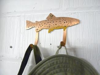 Fish Silhouette Painted and used as holder. Metal Steel Silhouette Fish .072" Thickness MC1467 (slightly thicker than a penny) approx. size 9 7/16"w x 3 3/8"h.