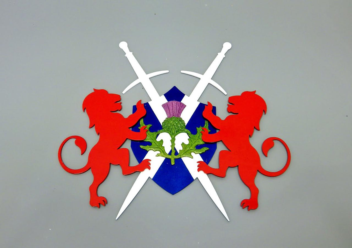 Rampant Pair of Lions Silhouettes Painted and shown on this decorative piece