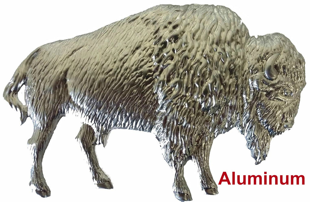Solid Aluminum Stamping Pressed Stamped Steel Bison Buffalo .020" Thickness A10 approx. size 5 1/4"w x 3 5/16"h.