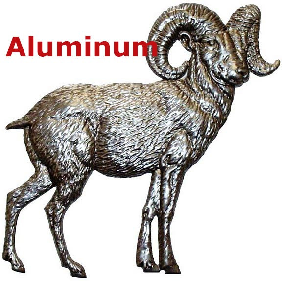 Solid Aluminum Stamping Pressed Stamped Steel Bighorn Sheep Mountain Ram .020" Thickness A13 approx. size 4 1/2"w x 4 1/2"h.