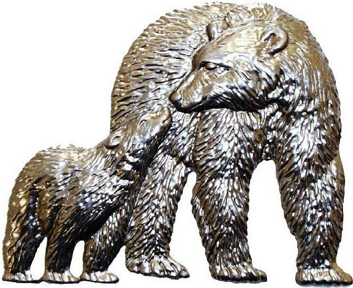 Metal Stamping Pressed Stamped Steel Bear with Cub .020" Thickness A14 approx. size 5"w x 4"h.