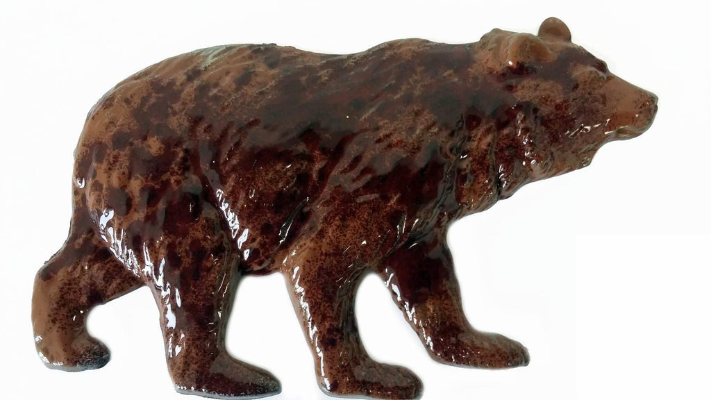 (A6 Bear painted with powdered paint that's baked onto the stamping.   Easy, Fun, and Simple for everyone, including non-artists, to do.