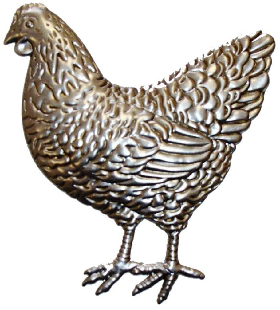Metal Stamping Pressed Stamped Steel Hen Fowl .020" Thickness B7  approx. size 4"w x 4 1/2"h.