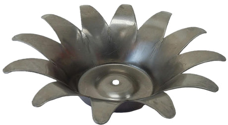 Metal Stamping Pressed Stamped Steel Candle Holder Votive Pillar .020" C12 approx. sizes 3 9/16"w (measuring across top tip to tip), 2 1/8" (measuring inside top before tips fan outward), 1 3/8" (inside bottom with 3/4" of the bottom center being raised 3/16"), inside walls go up and outward 5/8" and then tips curl out, overall 1" high