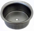 Metal Stamping Pressed Stamped Steel Candle Holder Tea Light .032" C1 approx. size 1 1/2"w (measuring inside top), 1 13/16" (measuring across outside top lip), while the bottom and sides are round - top is not perfectly round which gives tea light holder added design, 1 1/2" (inside bottom), inside walls go straight up 11/16" and then curls out, overall 3/4" high