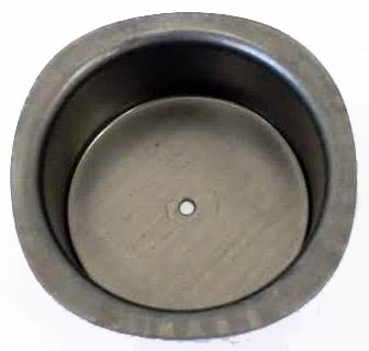 Metal Stamping Pressed Stamped Steel Candle Holder Tea Light Large .032" C2 approx. size 2"w (measuring inside top), 2 1/2" (measuring across outside top lip), while the bottom and sides are round - top is not perfectly round which gives tea light holder added design, 2" (inside bottom), inside walls go straight up 15/16" and then curls out, overall 1" high