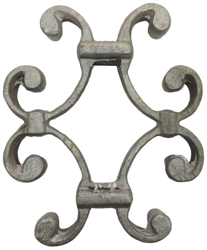Back Side of Aluminum Decorative Castings with Steel Tabs (pack of 5). Add decor to your fences, gates, stairwells, window and security grills, plus many more applications. Approx. size 5"w x 7 1/4"h x 3/4" deep.