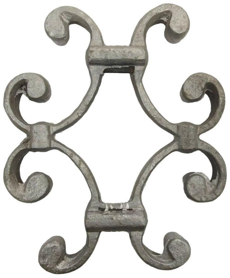 Back Side of Aluminum Decorative Castings with Steel Tabs (pack of 5). Add decor to your fences, gates, stairwells, window and security grills, plus many more applications. Approx. size 5"w x 7 1/4"h x 3/4" deep.