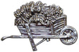 Metal Stamping Pressed Stamped Steel Wheelbarrow Flowers Plants .020" Thickness F110  approx. size 4 3/4"w x 3 1/8"h. 