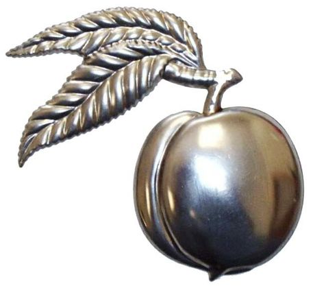 Metal Stamping Pressed Stamped Steel Peach Stem Leaf Fruit .020" FV11  approx. size 3"w x 3 1/2"h.