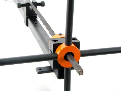 Twists can be done on part of a piece of steel or extend out of collar to continue twisting longer lengths of metal