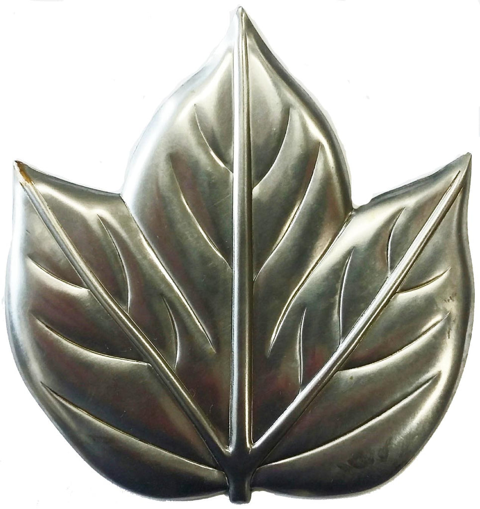 Metal Stamping Pressed Stamped Steel Leaf Three Pointed .020" Thickness L126  approx. size 3 3/16"w x 3 1/2"h.