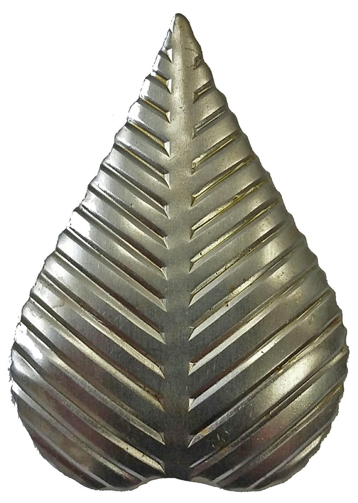 Metal Stamping Pressed Stamped Steel Ribbed Leaf .020" Thickness L128  approx. size 1 5/16"w x 1 7/8"h.