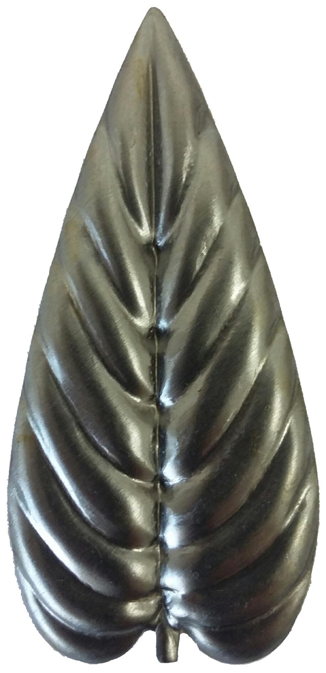 Metal Stamping Pressed Stamped Steel Leaf .020" Thickness L136  approx. size 1 1/4"w x 2 5/8"h.