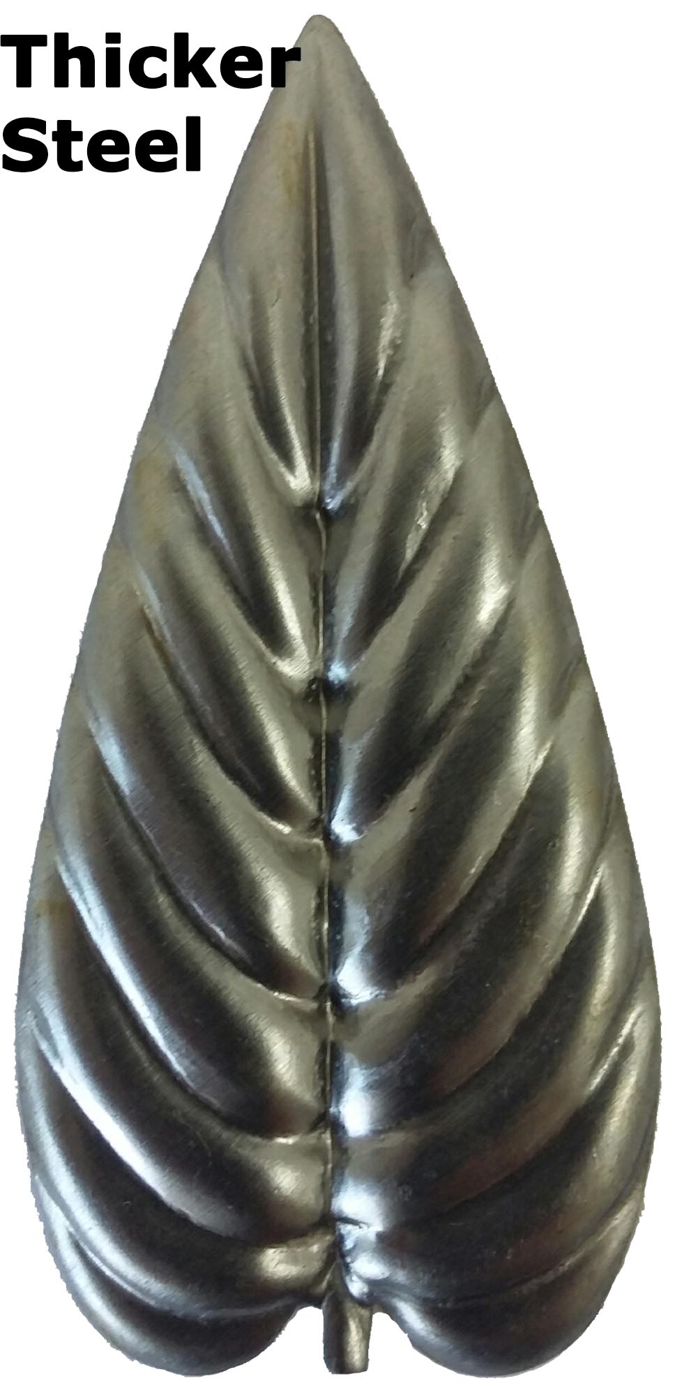 Metal Stamping Pressed Stamped Steel Leaf .062" Thickness L136  approx. size 1 1/4"w x 2 5/8"h.