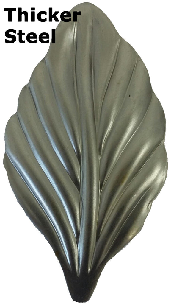 Metal Stamping Pressed Stamped Steel Leaf .020" Thickness L137  approx. size 1 5/16"w x 2 3/8"h.